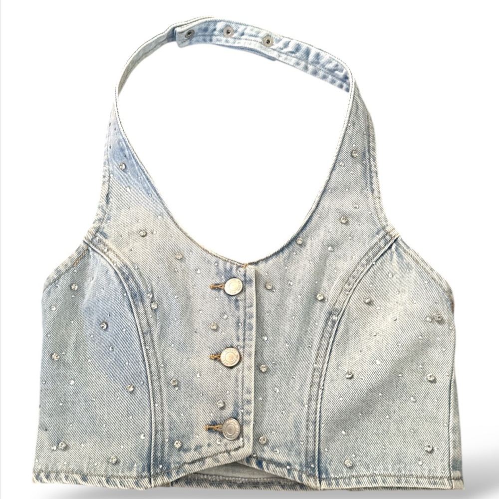 Meshki Light Blue Denim Top